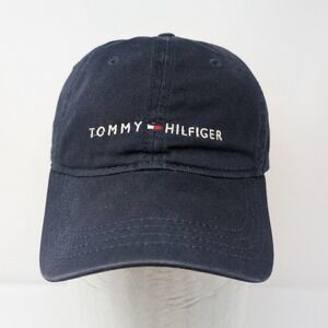 Tommy Hilfiger Men's Navy Embroidered Logo Dad Hat Adjustable Leather Strap